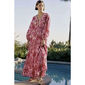 NWT Anthropologie  Ro's Garden Tulip Cover-Up Maxi Dress Size M . A47